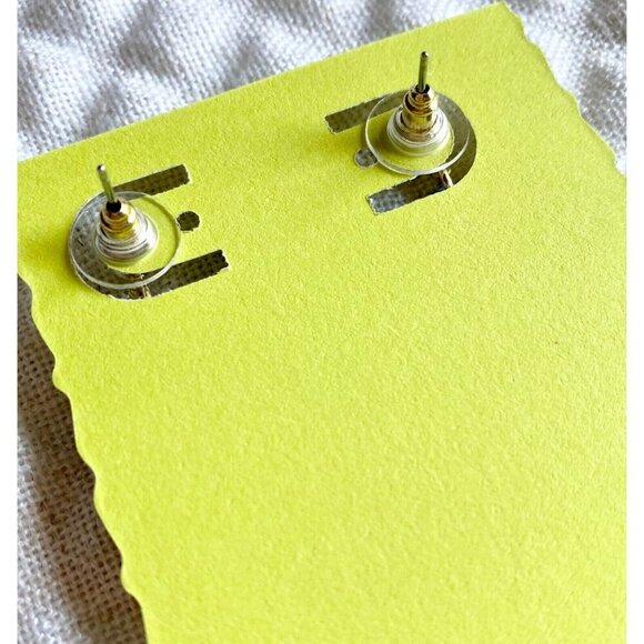 New Blue Black White Dalmatian Dot Round Retro 80s Style Matte Earrings - 2.25" - Picture 4 of 4